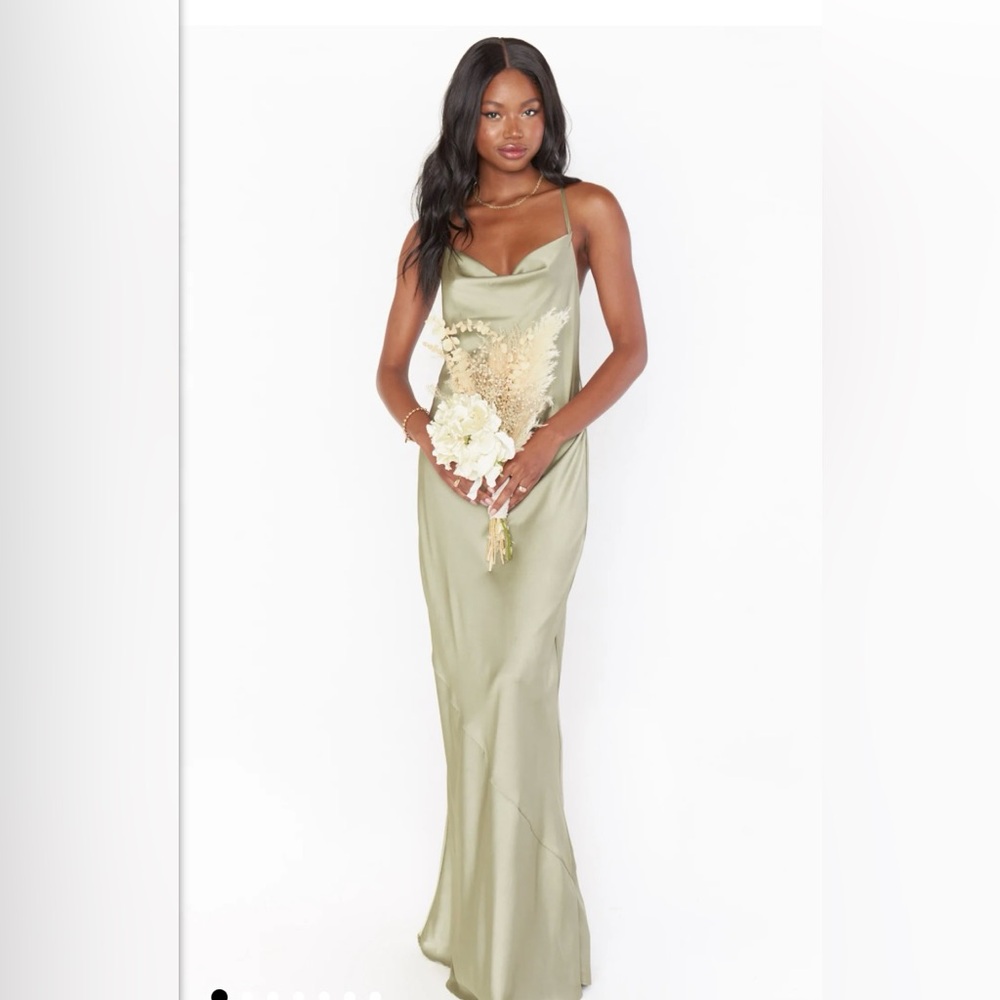 Show Me Your Mumu Tuscany Slip Dress in Moss Green Lux Satin